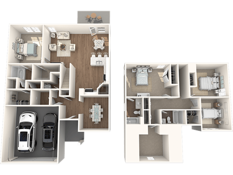 Floor plan for 4 beds, 3.5 baths, 2185 sqft